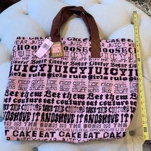 Juicy Couture knit tote bag NWT leather like straps and trim smoke free home